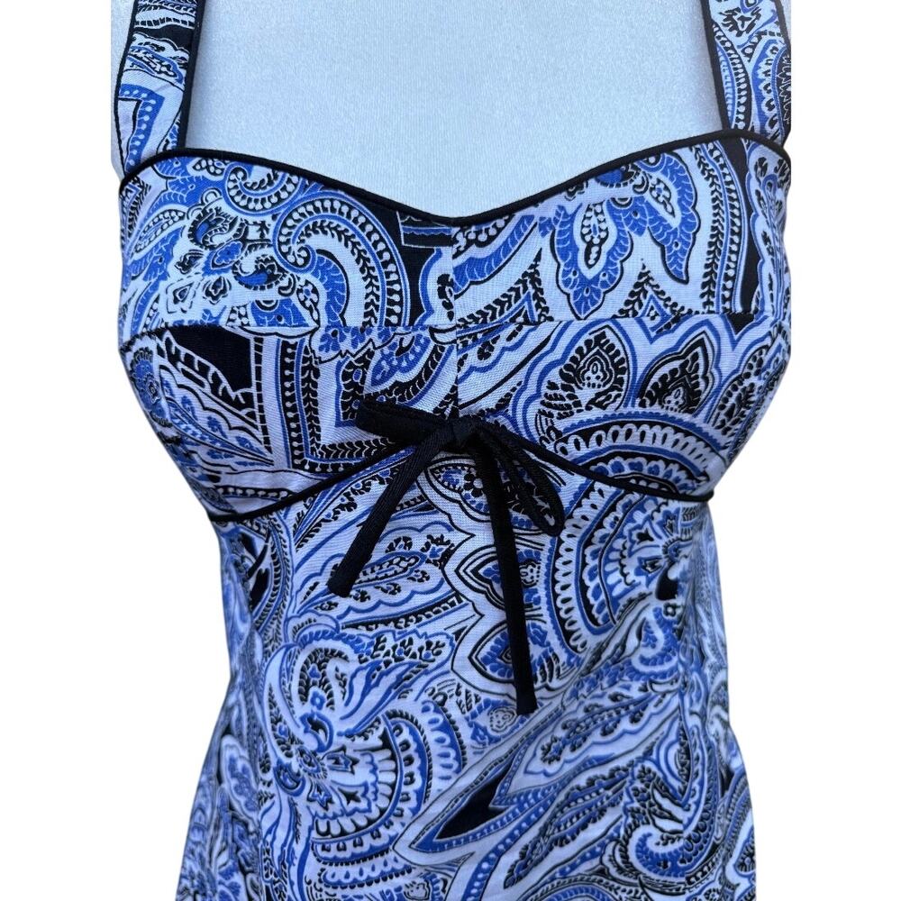 Vintage Y2K R&K Originals Petite Paisley Sundress Blue Mini Dress Size 4P - Picture 3 of 9
